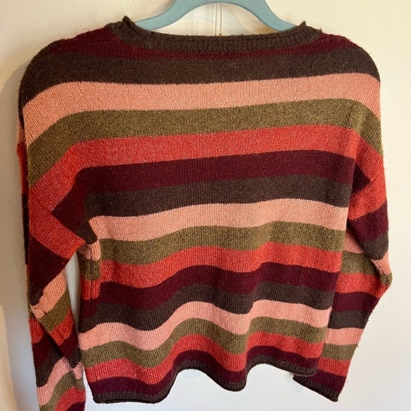 MADEWELL ALPACA PULLOVER SWEATER. Boxy cut. Small. Striped pink purple Chelsea - Picture 5 of 7